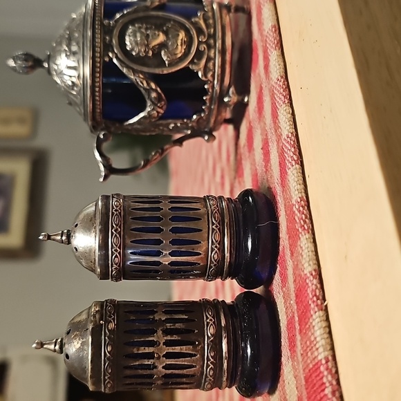 Vintage French Silver and Blue Decorative Set - Picture 6 of 6